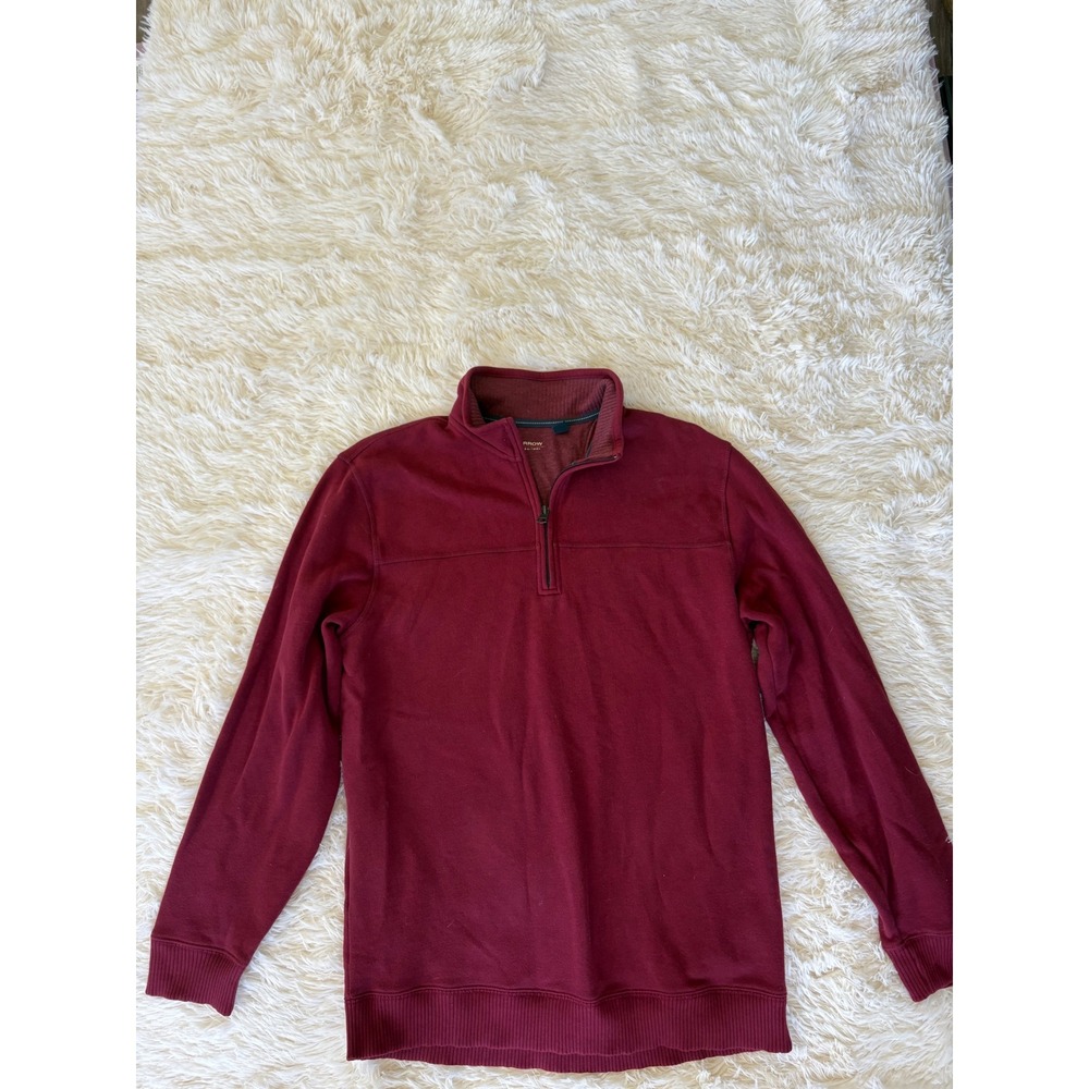 Arrow USA 1851 Mens Quarter Zip‎ Pullover Burgundy Casual Sweater